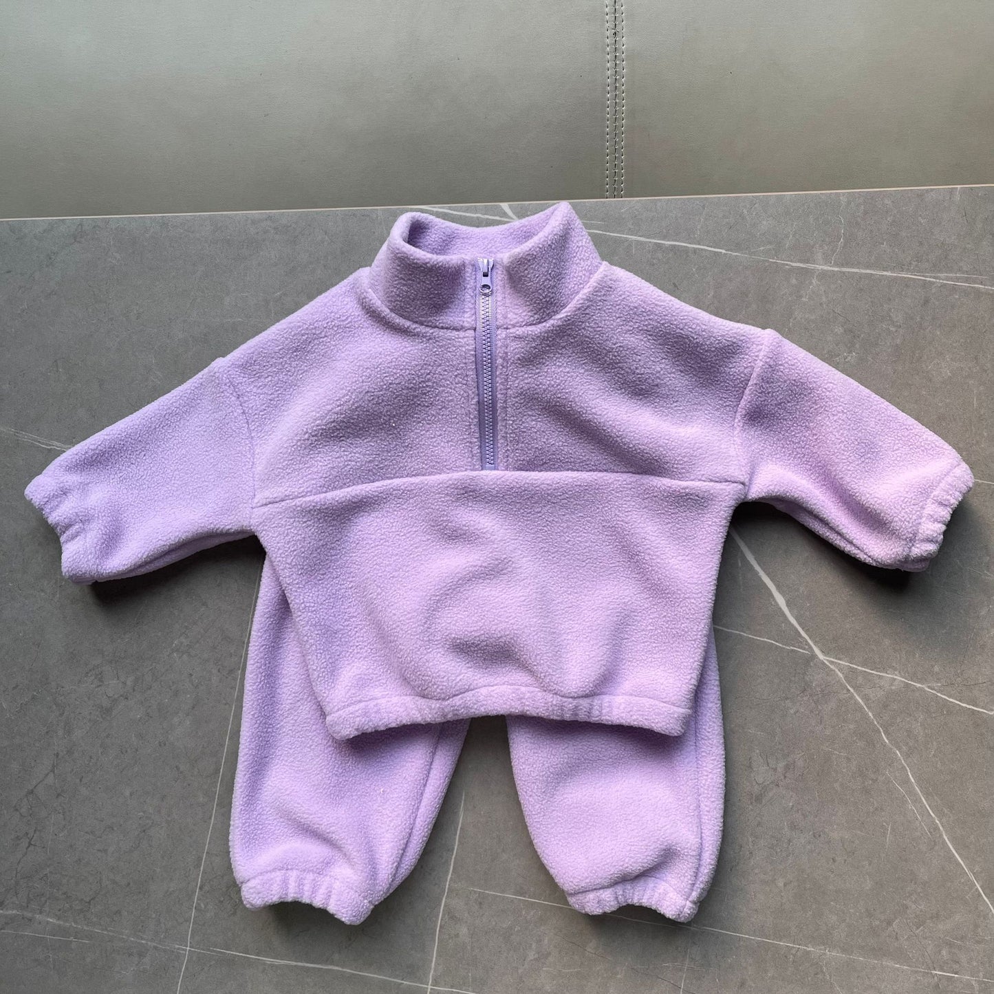 Ensemble deux pièces thermique en polaire pour bébé avec demi-fermeture éclair