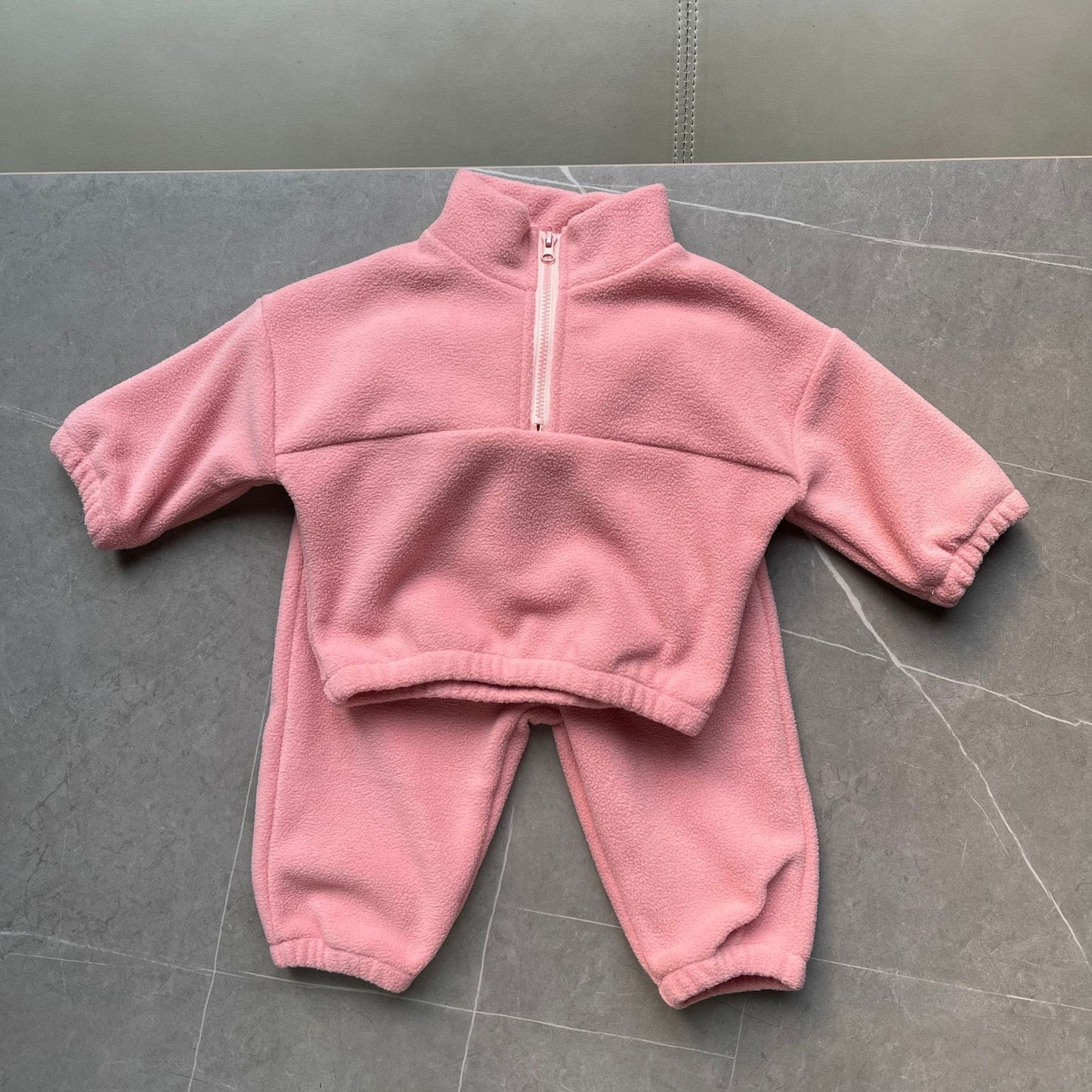 Ensemble deux pièces thermique en polaire pour bébé avec demi-fermeture éclair