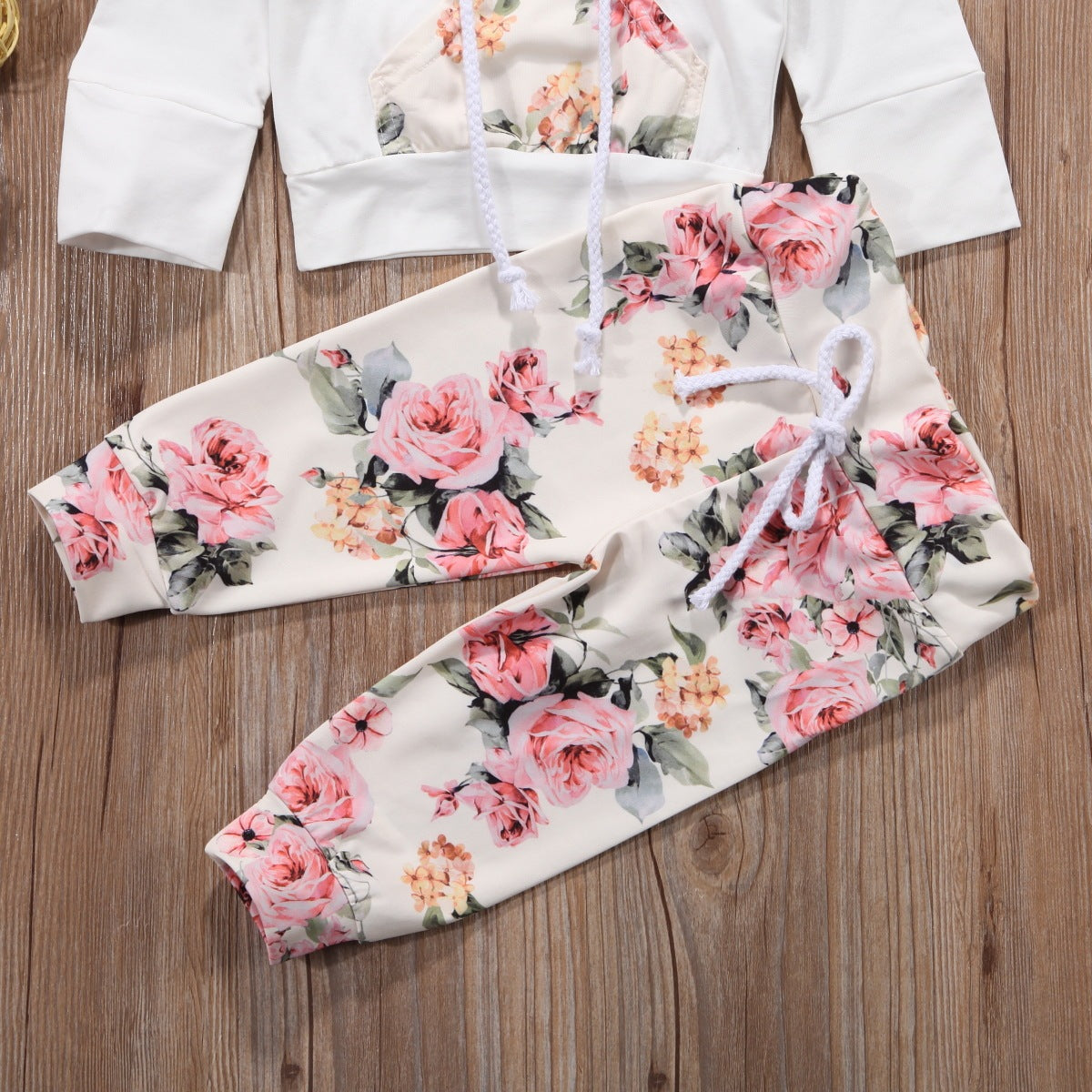 Baby Printed Hoodie Set & Hair Band