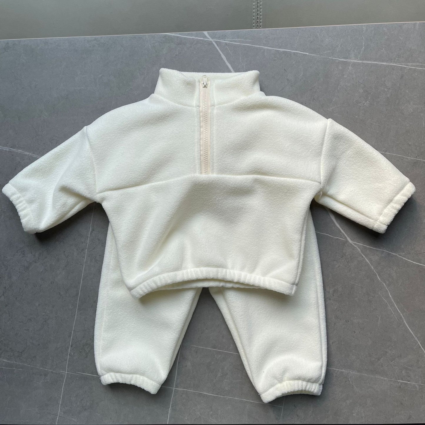 Ensemble deux pièces thermique en polaire pour bébé avec demi-fermeture éclair