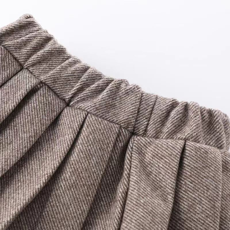 Girls' Pleated Short Skirt Two-piece Set